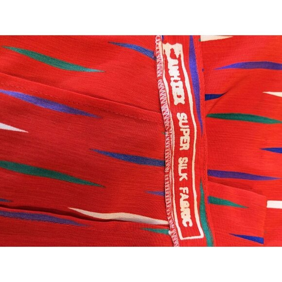 Womens Vintage Silk Top Blouse Medium New With Tags Geometric Print Collared - Picture 7 of 7